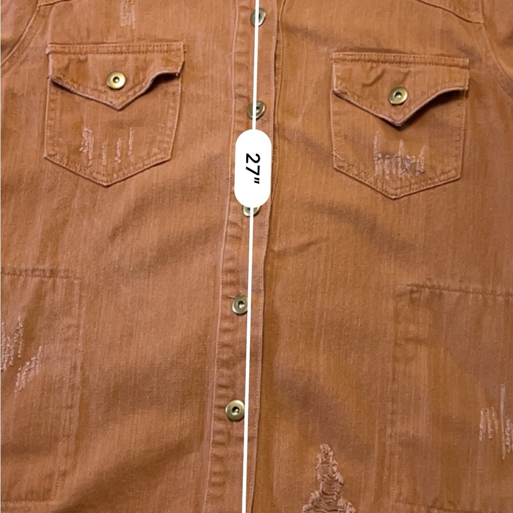 Entro Distressed Button-Up Jacket in Clay M - Picture 8 of 8